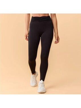 Ruched High-Rise Black Leggings